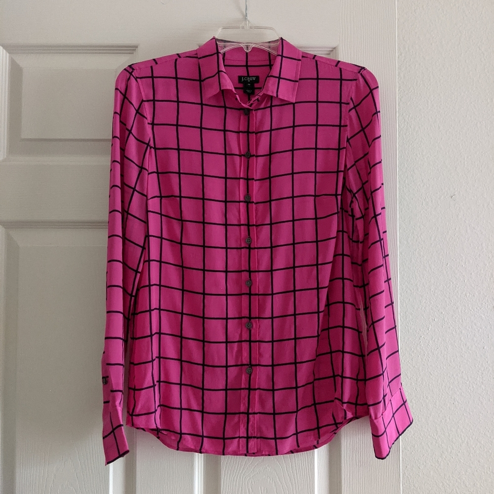 J Crew Silk Long Sleeve Button Down Blouse XS